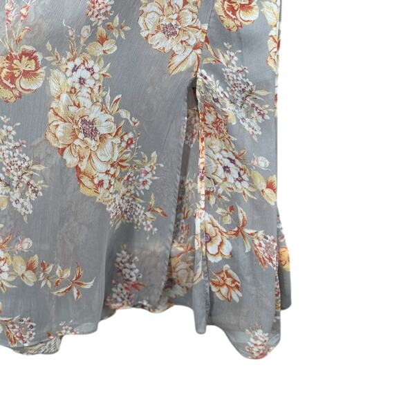 Jessica Simpson Maternity Grey Floral Print Ruffle Sleeveless Maxi Dress Large - Picture 4 of 10